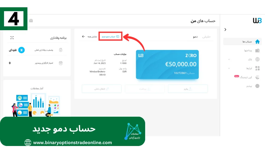 حساب دمو ویندزورساخت حساب دمو در ویندزور افتتاح حساب دمو ویندزور حساب دمو بروکر ویندزور